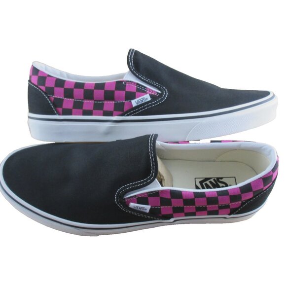 Vans Men's Classic Slip On Pop Checker Raspberry Rose Canvas Shoes Sizes NIB - Picture 7 of 7